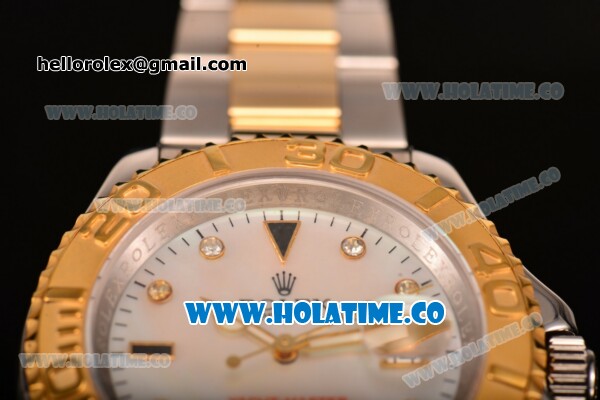 Rolex Yachtmaster Swiss ETA 2836 Automatic Movement 18K Gold Never Fade with Diamond Markers and White Dial-Two Tone - Click Image to Close